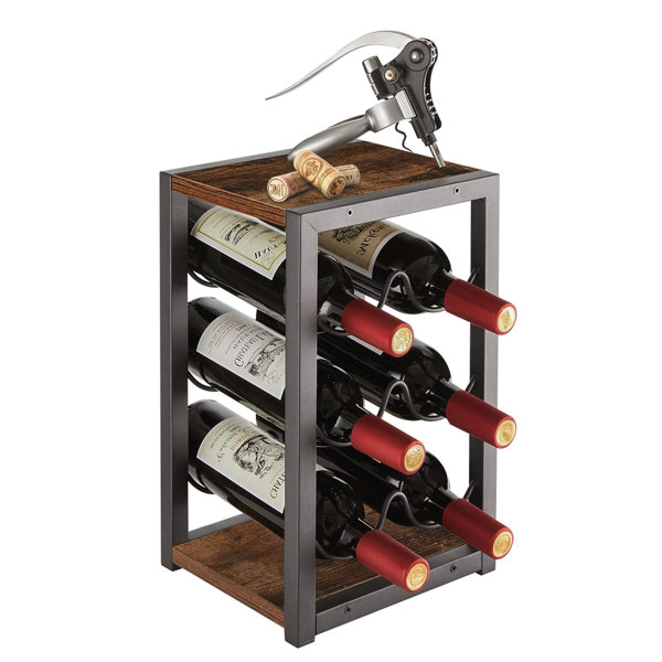 17 Stories 6 Bottle Tabletop Wine Bottle Rack in Rustic Brown Wayfair